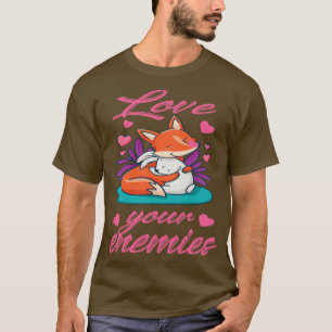 Hou van je vijanden Fox Konijn Jezus Bijbel Vrede T-shirt