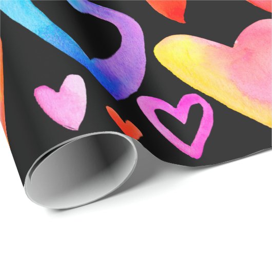 Hou van je. Waterverf illustratie hart. Valentin Cadeaupapier (Rol Hoek)