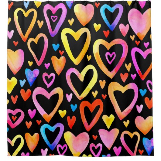 Hou van je. Waterverf illustratie hart. Valentin Douchegordijn (Voorkant)