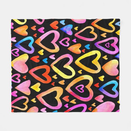 Hou van je. Waterverf illustratie hart. Valentin Fleece Deken (Voorkant (Horizontaal))