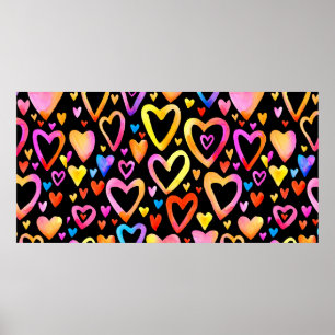 Hou van je. Waterverf illustratie hart. Valentin Poster