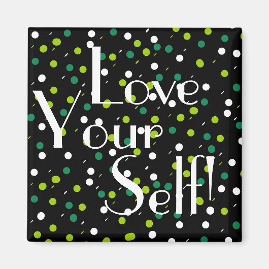 Hou van je zelf Zwarte Groene Cirkels Magneet (Voorkant)