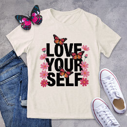 Hou van jezelf Butterfly and Flower Graphic Tri-Blend Shirt