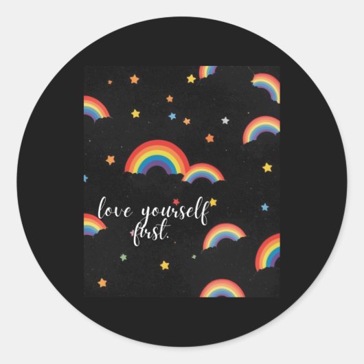 Hou van jezelf eerste Rainbow Pride Sticker (Voorkant)