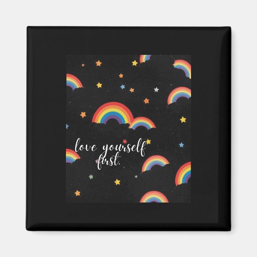 Hou van jezelf eerste Rainbow Pride Sticker Magneet (Voorkant)