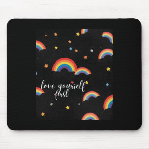 Hou van jezelf eerste Rainbow Pride Sticker Muismat