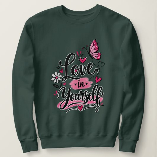 Hou van jezelf Inspirerende Vlinder Roze Hart M Trui (Design voorkant)