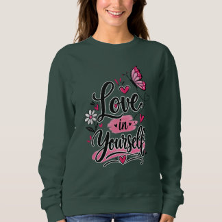 Hou van jezelf Inspirerende Vlinder Roze Hart M Trui