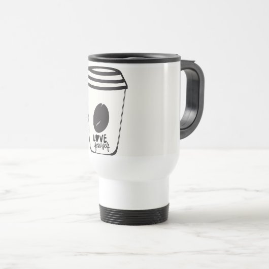 Hou van jezelf Koffie Reizen Mug Reisbeker (Voorkant rechts)