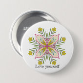 Hou van jezelf mandala bloemen ronde button 7,6 cm (Voorkant /achterkant)
