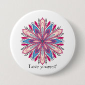 Hou van jezelf mandala bloemen ronde button 7,6 cm (Voorkant)