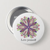 Hou van jezelf mandala bloemen ronde button 7,6 cm (Voorkant /achterkant)