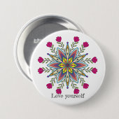Hou van jezelf mandala bloemen ronde button 7,6 cm (Voorkant /achterkant)