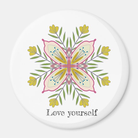 Hou van jezelf Mandala Floral Magneet (Voorkant)