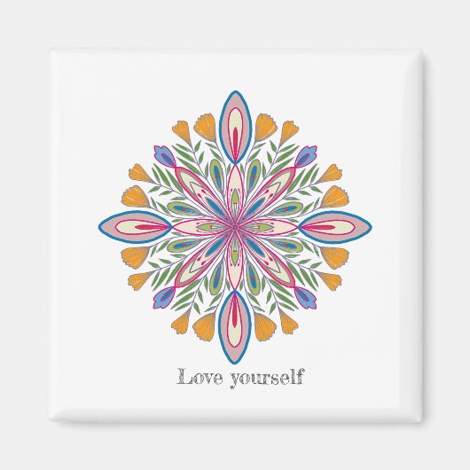 Hou van jezelf Mandala Floral Magneet (Voorkant)