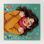 Hou van jezelf | Meisje knuffelt zichzelf Legpuzzel (Horizontaal)