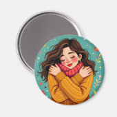 Hou van jezelf | Meisje knuffelt zichzelf Magneet (Voorkant / Achterkant)