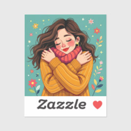 Hou van jezelf | Meisje knuffelt zichzelf Sticker
