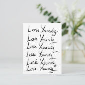 Hou van jezelf! Motivatie kalligrafie Briefkaart (Staand voorkant)