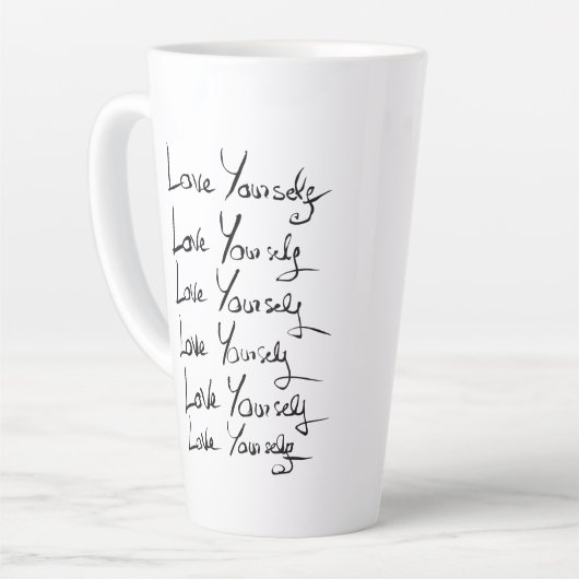 Hou van jezelf! Motivatie kalligrafie Latte Mok (Linkerhoek)