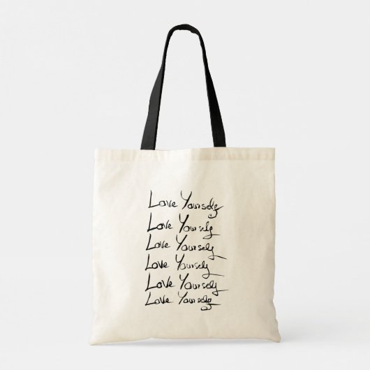Hou van jezelf! Motivatie kalligrafie Tote Bag (Achterkant)
