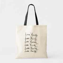 Hou van jezelf! Motivatie kalligrafie Tote Bag