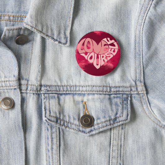 Hou van jezelf Retro Roze Hart Ronde Button 5,7 Cm (In situ)