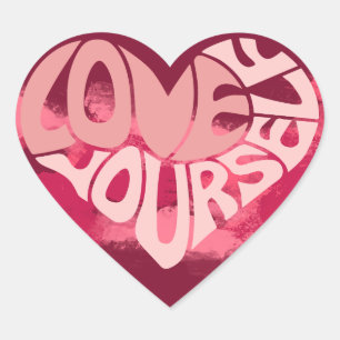 Hou van jezelf Retro Roze Hart Sticker