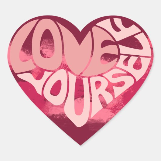 Hou van jezelf Retro Roze Hart Sticker (Voorkant)