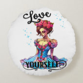 Hou van jezelf Sugar Skull Rond Kussen (Achterkant)