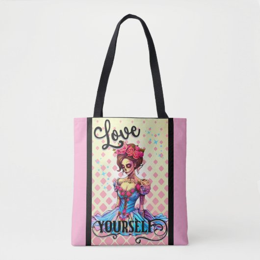 Hou van jezelf Sugar Skull Tote Bag (Voorkant)