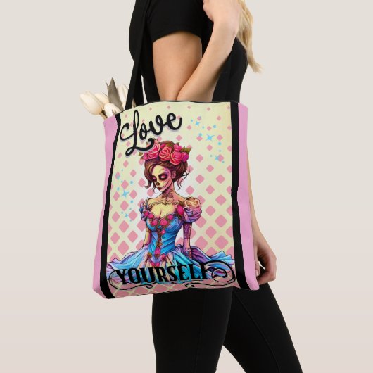 Hou van jezelf Sugar Skull Tote Bag (Dichtbij)