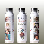 Hou van jezelf vandaag 8 foto floraal waterfles<br><div class="desc">Blijf gehydrateerd in stijl met onze Zazzle koperen vacuüm geïsoleerde fles! Deze fles is versierd met het inspirerende citaat "hou van jezelf vandaag" en bevat prachtige bloemen, charmante liefdesharten en ruimtes voor 8 van je favoriete foto's. Perfect om je drinken urenlang warm of koud te houden, dit flesje is net...</div>