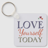 Hou van jezelf vandaag bloemenliefde harten sleutelhanger (Voorkant)