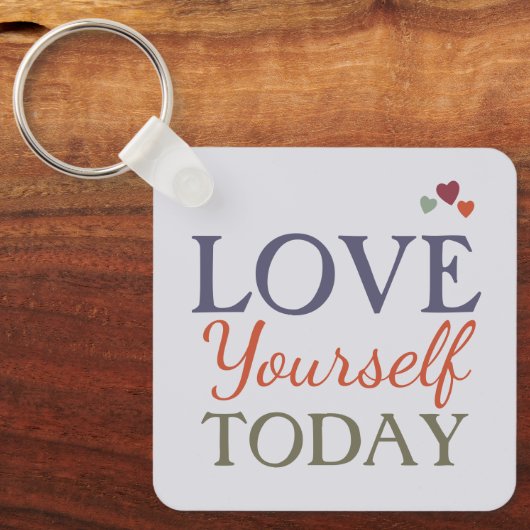 Hou van jezelf vandaag bloemenliefde harten sleutelhanger (Voorkant)