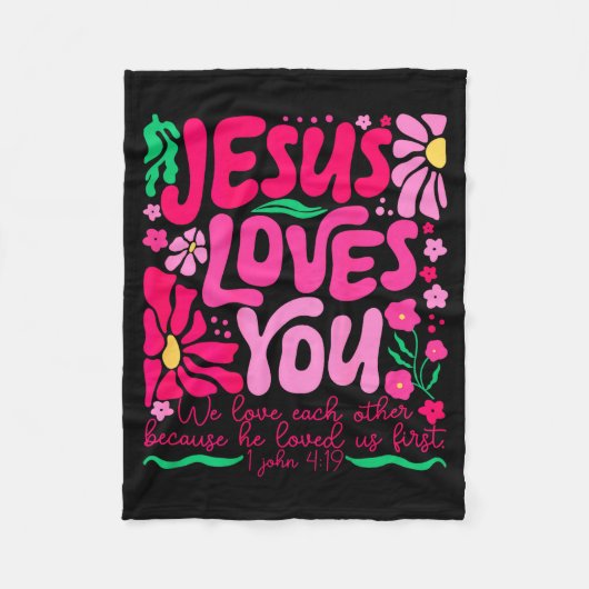 Hou van Jezus Boho Bloemrijke Religieuze Geest Fleece Deken (Voorkant)