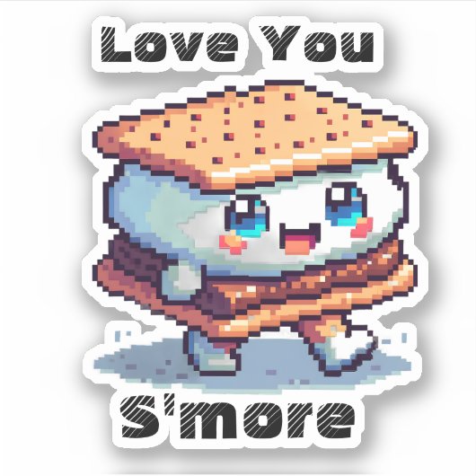 Hou van jou is meer | Schattigee Pixel Art Pun Sticker (Voorkant)
