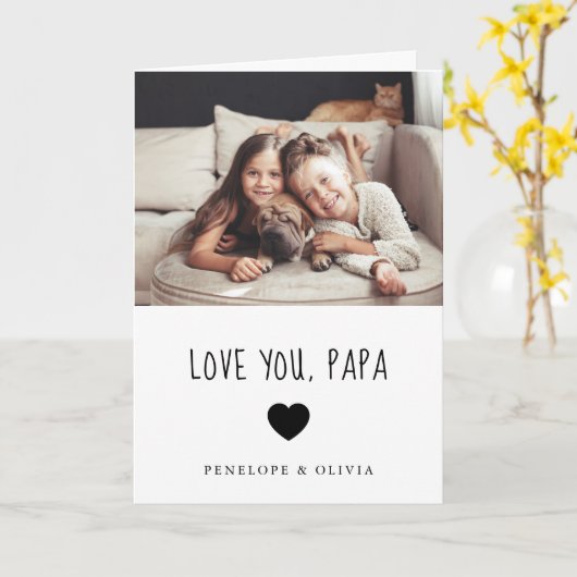 Hou van jou Papa| Uw foto- en handgeschreven tekst Kaart (Gele Bloem)