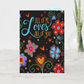 Hou van jullie allemaal Zwarte Fun Bloemige Valent Kaart (Voorkant)