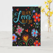 Hou van jullie allemaal Zwarte Pret Bloemige Valen Kaart (Gele Bloem)