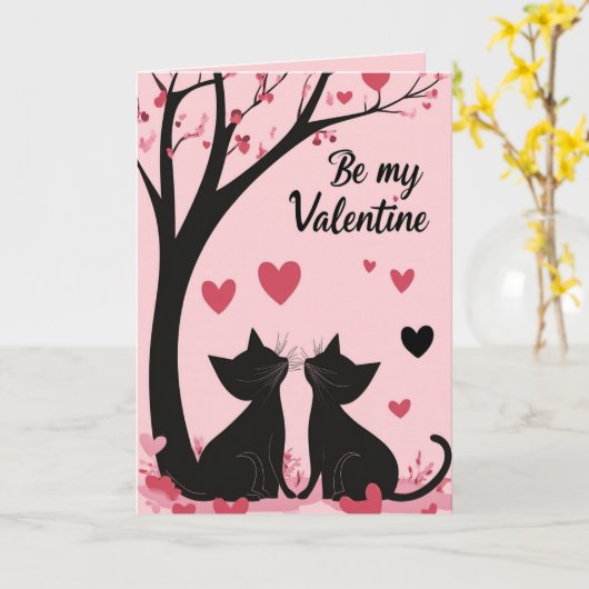 Hou van katten en wees mijn Valentijn Kaart (Gele Bloem)