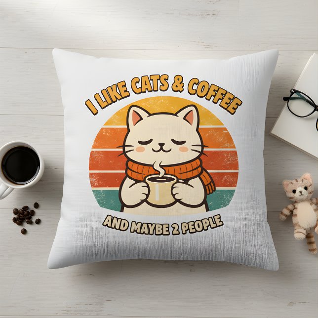 "Hou van Katten & Koffie" Grappige Sierkussen (Creator heeft geüpload)