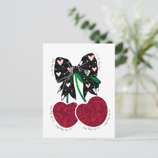 Hou van kersen veel grappig fruit briefkaart (Staand voorkant)