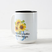 Hou van mama met zonnebloem tweekleurige koffiemok (Voorkant links)