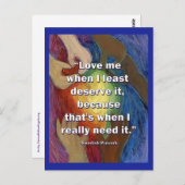 Hou van me als ik het het minst verdien Art Briefk Briefkaart (Voorkant / Achterkant)