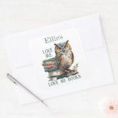Hou van me Hou van mijn boeken Uil Bookplate Vierkante Sticker (Envelop)