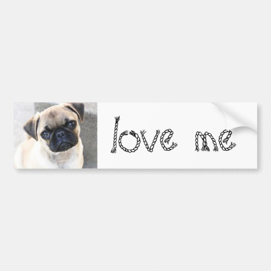 hou van mij - cute mops bumpersticker (Voorkant)