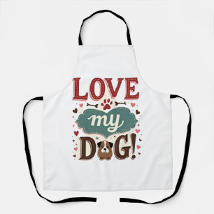 Hou van mij, hou van mijn hond vintage cute pootaf schort