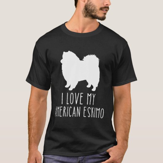Hou van mijn Amerikaanse Eskimo Hondenras Amerikaa T-shirt (Voorkant)