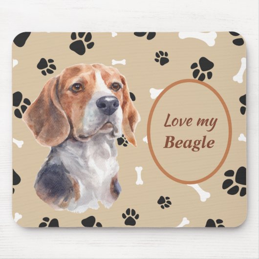 Hou van mijn beagle hond Pawprint Muismat (Voorkant)